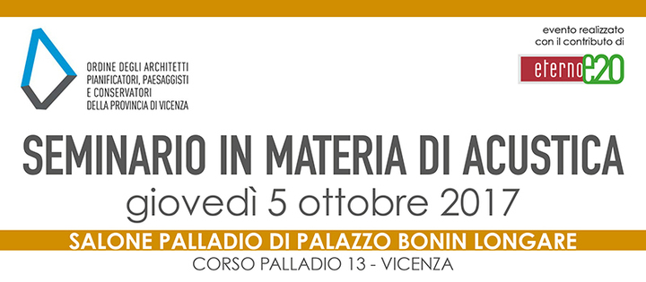 Seminario d'aggiornamento formativo in materia di Acustica a Vicenza